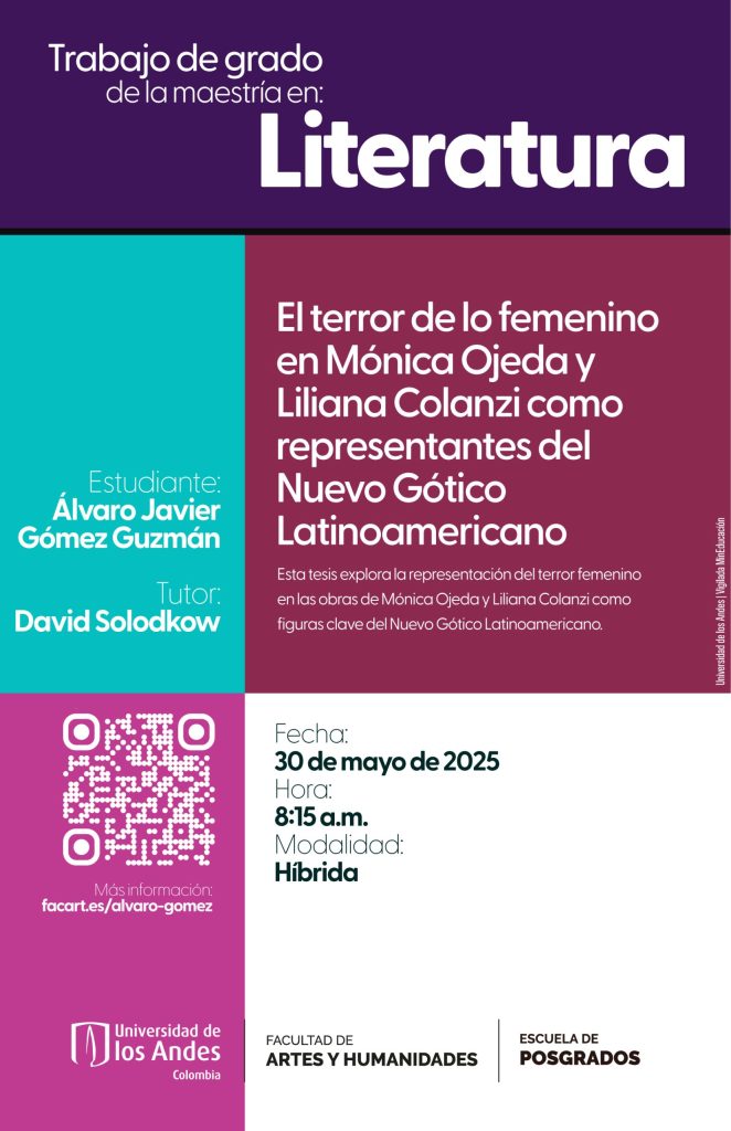 Esta tesis explora la representación del terror femenino en las obras de Mónica Ojeda y Liliana Colanzi como figuras clave del Nuevo Gótico Latinoamericano.