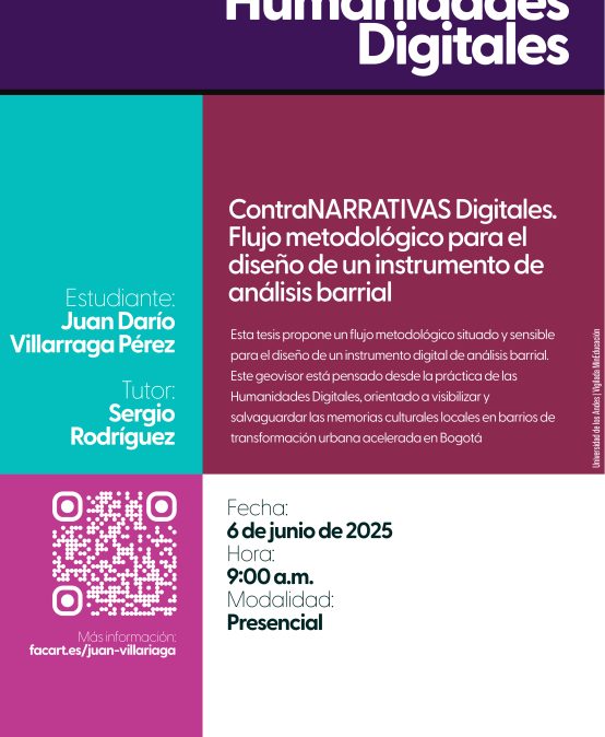 Sustentación de tesis de maestría: ContraNARRATIVAS Digitales. Flujo metodológico para el diseño de un instrumento de análisis barrial