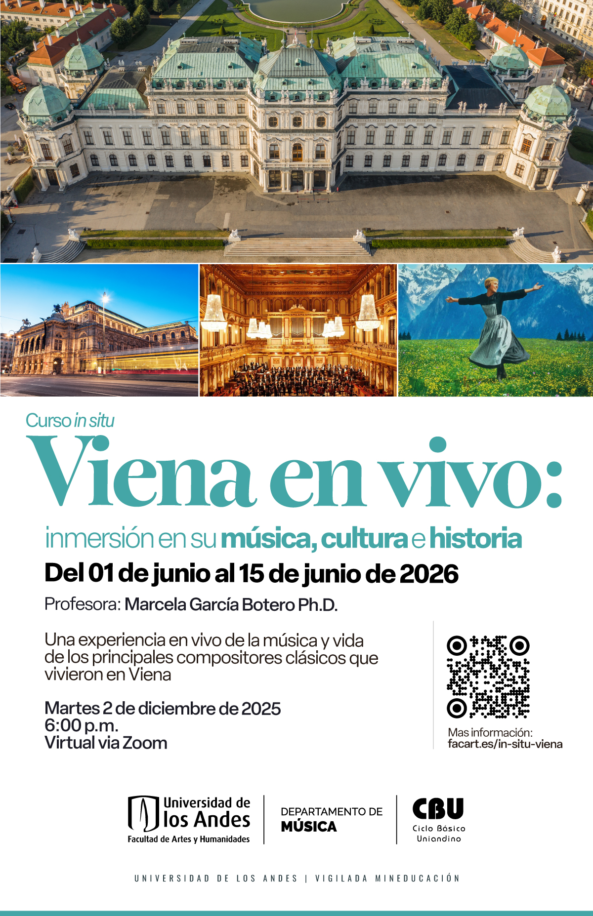 Viena en vivo: inmersión en su música, cultura e historia, sesión informativa próximo martes 2 de diciembre de 2025 a las 6:00 p.m.