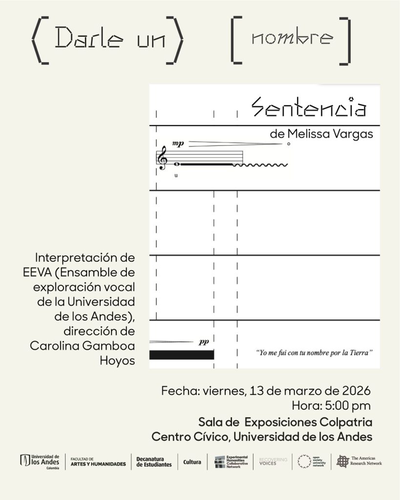 Sentencia (2009), viernes 13 de marzo de 2026 a las 5:00 p.m. en el Sala de exposiciones Colpatria, Universidad de los Andes